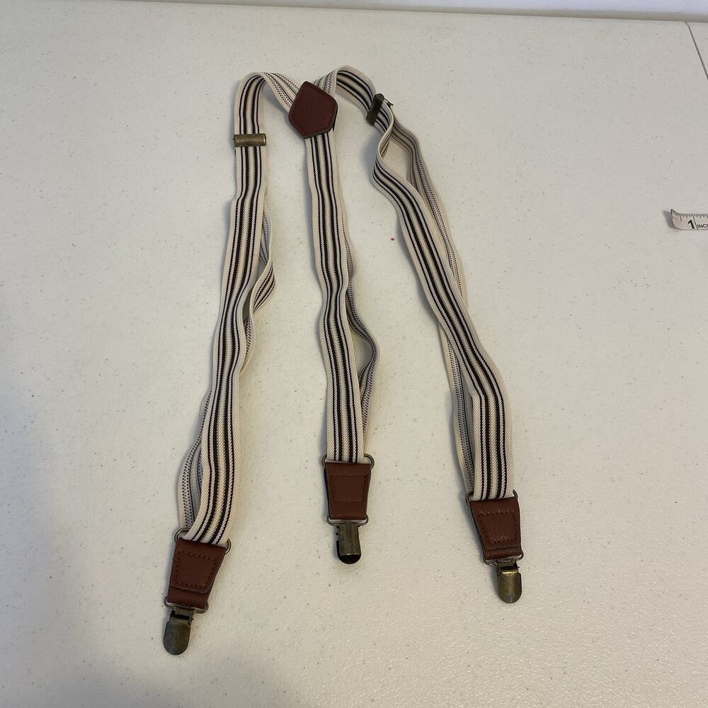 Vintage Heavy Duty Men Suspenders X-Multicolor Elastic 1” Wide Adjustable Braces - Picture 2 of 6